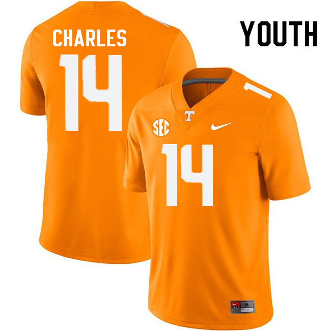 Youth #14 Christian Charles Tennessee Volunteers College Football Jerseys Stitched Sale-Orange - Click Image to Close